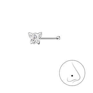 Wholesale Sterling Silver Butterfly Crystal Nose Stud with Ball - JD23185