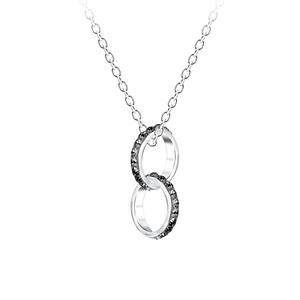 Wholesale Sterling Silver Circle Crystal Necklace - JD22260