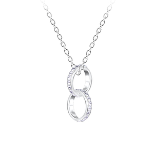 Wholesale Sterling Silver Circle Crystal Necklace - JD22260