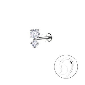 Wholesale Sterling Silver Double Stones with Titanium Labret - JD22752