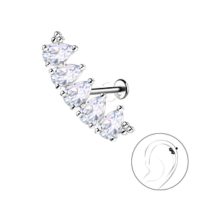 Wholesale Sterling Silver Geometric with Titanium Labret - JD22755