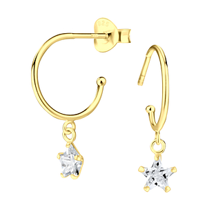 Wholesale Sterling Silver Star Half Hook Ear Studs - JD23149