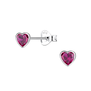 Wholesale 4mm Heart Cubic Zirconia Sterling Silver Ear Studs - JD22550