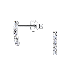 Wholesale Sterling Silver Crystal Bar Ear Studs - JD22025