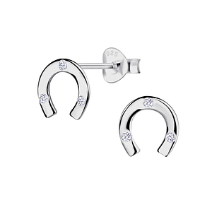 Wholesale Sterling Silver Horseshoe Ear Studs - JD23204
