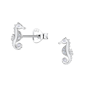 Wholesale Sterling Silver Seahorse Ear Studs  - JD23531
