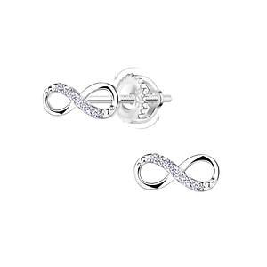 Wholesale Sterling Silver Infinity Screw Back Ear Studs - JD23503