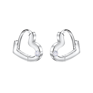 Wholesale 11mm Sterling Silver Heart Huggie Earrings - JD22721