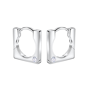 Wholesale 11mm Sterling Silver Square Huggie Earrings - JD22725