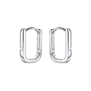 Wholesale 10mm Sterling Silver Single Stone Huggie Earrings - JD22727