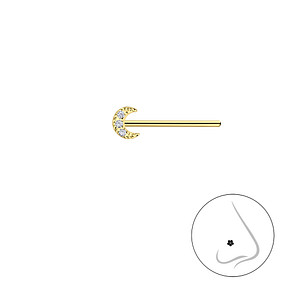 Wholesale Sterling Silver Moon Nose Stud - JD23010