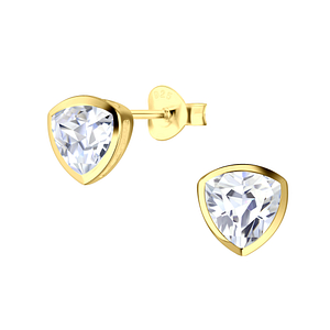 Wholesale 6mm Trillion Cubic Zirconia Sterling Silver Ear Studs - JD21020