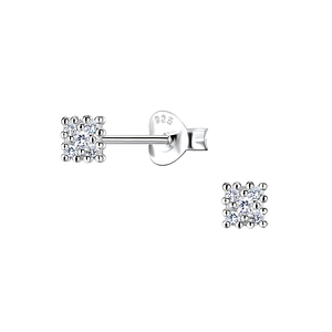 Wholesale Sterling Silver Square Ear Studs  - JD23540