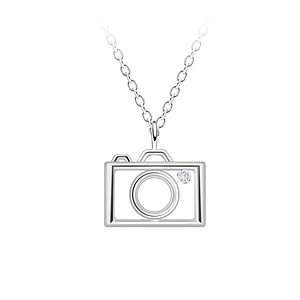 Wholesale Sterling Silver Camera Outline Necklace - JD23707 Wholesale Sterling Silver Camera Outline Necklace - JD23707