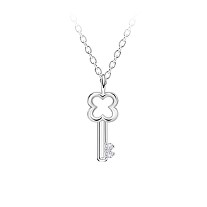 Wholesale Sterling Silver Key Outline Necklace - JD23711