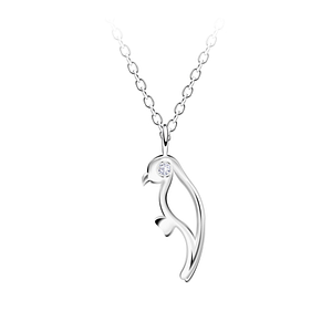 Wholesale Sterling Silver Bird Outline Necklace - JD23713