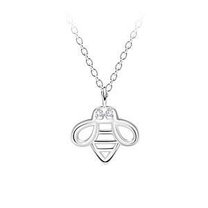 Wholesale Sterling Silver Bee Outline Necklace - JD23715