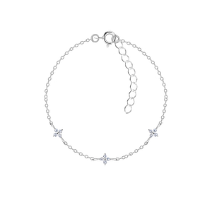 Wholesale Sterling Silver Triple Flower Bracelet - JD22625