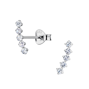 Wholesale 1.8mm Cubic Zirconia Sterling Silver Curved Ear Studs - JD22206