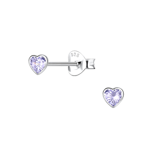 Wholesale 3mm Heart Cubic Zirconia Sterling Silver Ear Studs - JD22548