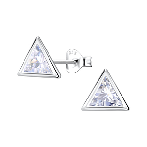 Wholesale 6mm Triangle Cubic Zirconia Sterling Silver Ear Studs - JD22561