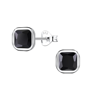 Wholesale 6mm Cushion Cubic Zirconia Sterling Silver Ear Studs - JD22558