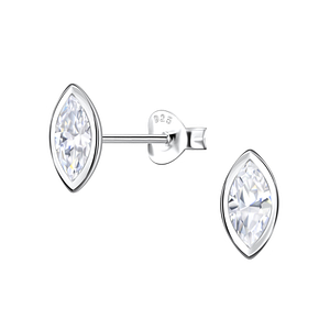 Wholesale 4x8mm Marquise Cubic Zirconia Sterling Silver Ear Studs - JD22562
