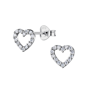 Wholesale Sterling Silver Heart Ear Studs - JD22216