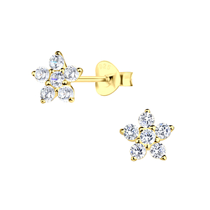 Wholesale Sterling Silver Flower Ear Studs  - JD17661