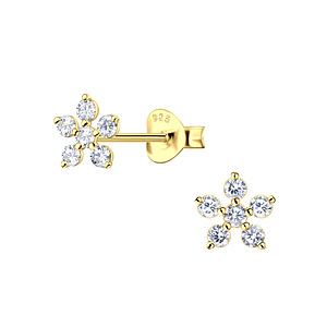Wholesale Sterling Silver Flower Ear Studs - JD23365