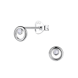 Wholesale Sterling Silver Circle Ear Studs - JD22681