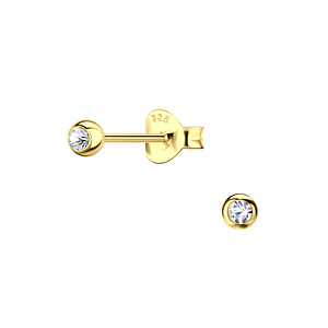 Wholesale Sterling Silver Crystal Single Stone Ear Studs - JD23368