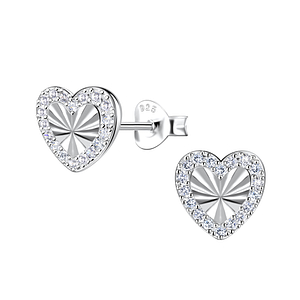 Wholesale Sterling Silver Heart Ear Studs - JD22907
