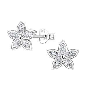 Wholesale Sterling Silver Flower Ear Studs - JD22655