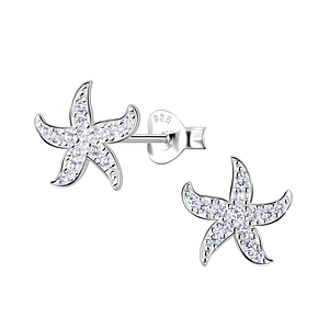 Wholesale Sterling Silver Starfish Ear Studs - JD23264