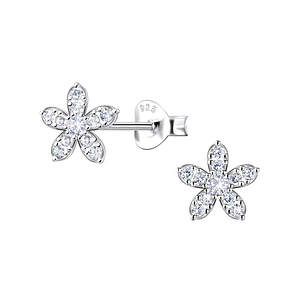 Wholesale Sterling Silver Flower Ear Studs - JD22659
