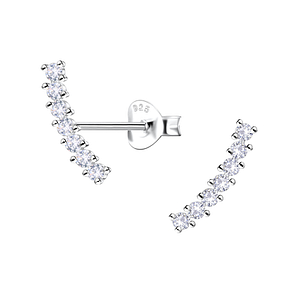 Wholesale Sterling Silver Geometric Curved Ear Studs  - JD22439