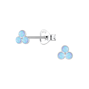 Wholesale Sterling Silver Geometric Opal Ear Studs - JD23617 Wholesale Sterling Silver Geometric Opal Ear Studs - JD23617