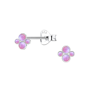 Wholesale Sterling Silver Geometric Opal Ear Studs - JD23618 Wholesale Sterling Silver Geometric Opal Ear Studs - JD23618