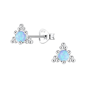 Wholesale Sterling Silver Geometric Opal Ear Studs - JD23643 Wholesale Sterling Silver Geometric Opal Ear Studs - JD23643