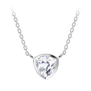 Wholesale 6mm Trillion Cubic Zirconia Sterling Silver Neckalce - JD22386