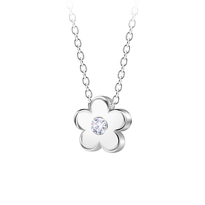 Wholesale Sterling Silver Flower Necklace - JD23597