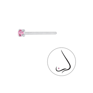 Wholesale 1.5mm Round Cubic Zirconia Sterling Silver Nose Stud - JD3300