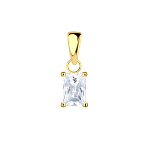 Wholesale 4x6mm Baguette Cubic Zirconia Sterling Silver Pendant - JD22234