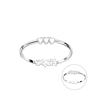 Wholesale Sterling Silver Double Sided Hope and Heart Ring - JD22829