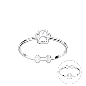Wholesale Sterling Silver Double Sided Dog Lover Ring - JD22833