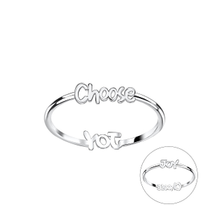 Wholesale Sterling Silver Double Sided Choose and Joy Ring - JD22835