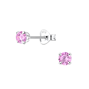 Wholesale 3mm Round Cubic Zirconia Sterling Silver Ear Studs - JD14984