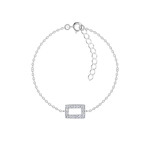 Wholesale Sterling Silver Rectangle Outline Bracelet - JD23876 Wholesale Sterling Silver Rectangle Outline Bracelet - JD23876