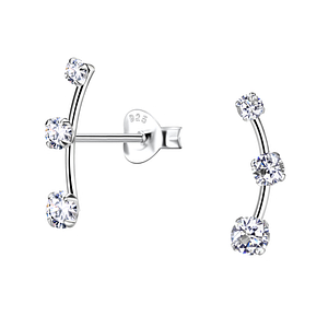 Wholesale Sterling Silver Cubic Zirconia Line Ear Studs - JD24259
